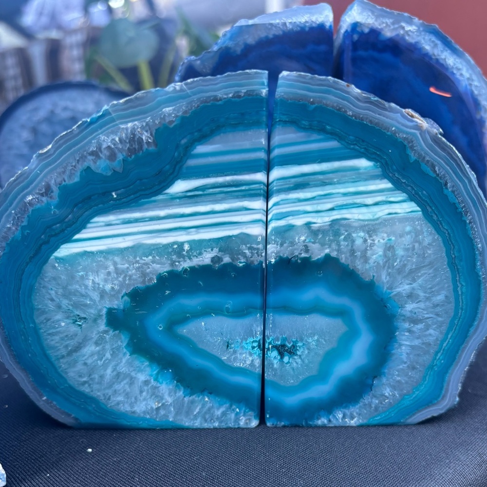 Blue Agate Bookends
